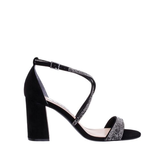 NINA NEW YORK Womens Black Henesi Round Toe Block Heel Suede Heeled Sandal 11 M - Picture 2 of 4